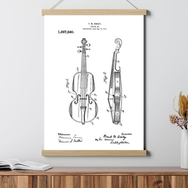 Violin Patent Poster Print, Vintage Music Gift, Jazz Musician Gift, Blueprint, Classical Music, Country Music