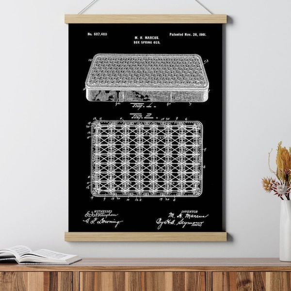 Mattress Patent Poster, Bedroom Print, Blueprint Wall Art