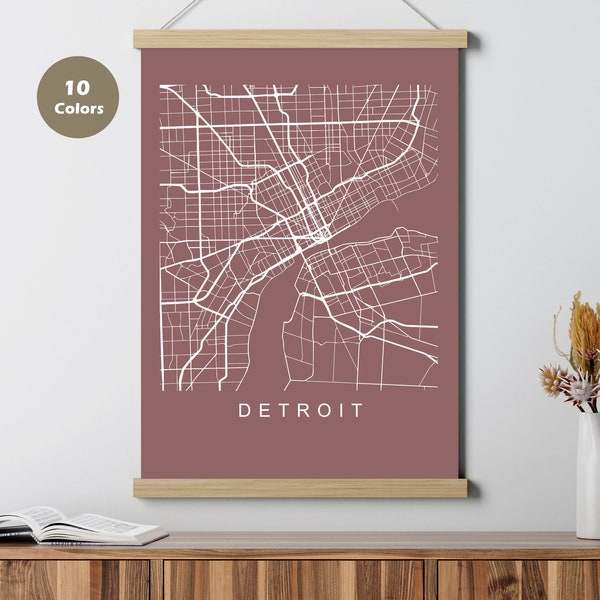 Detroit City Map Poster, Michigan, United States of America Print, Printable Wall Art, Unique Road Trip Holiday Gift