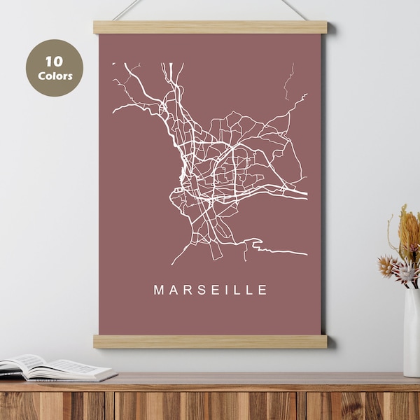 Marseille City Map Poster, France, Europe Map Print, Printable Wall Art, Unique Road Trip Holiday Gift