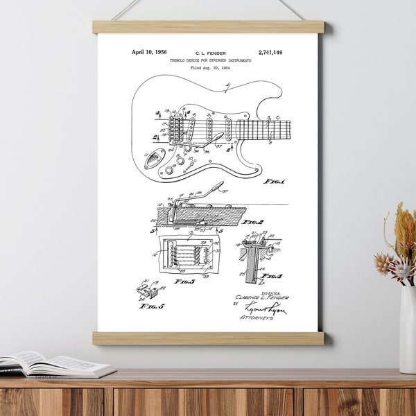 Electric Guitar Patent Poster Print, Vintage Music Gift, Jazz Musician Gift, Blueprint, Classical Music, Rock Poster