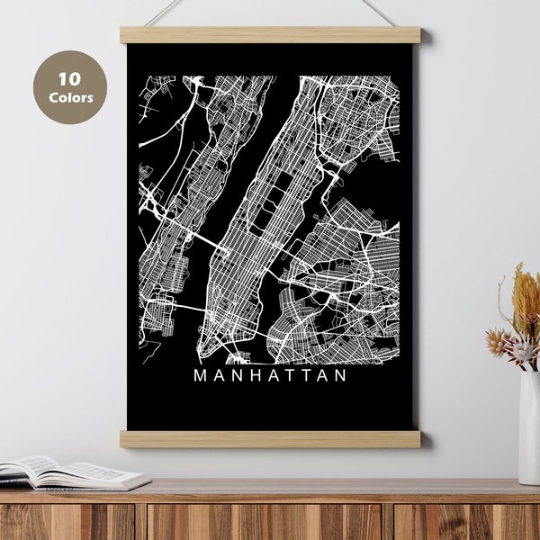 Manhattan City Map Poster, New York, United States of America Print, Printable Wall Art, Unique Road Trip Holiday Gift