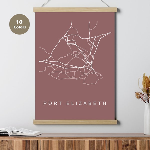 Port Elizabeth City Map Poster,  South Africa, Map Print, Printable Wall Art, Unique Road Trip Holiday Gift, Living Room Decor