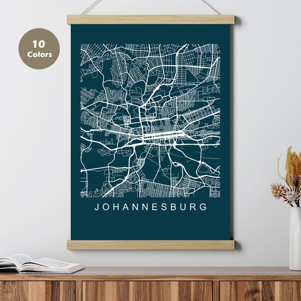 Johannesburg City Map Poster,  South Africa, Map Print, Printable Wall Art, Unique Road Trip Holiday Gift, Living Room Decor