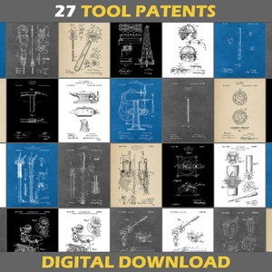 27 Tool Patent Poster Prints, Digital Download, Set, Mechanical Engineering Gifts, Electrical, Architecture Prints, Carpenter, Blueprint