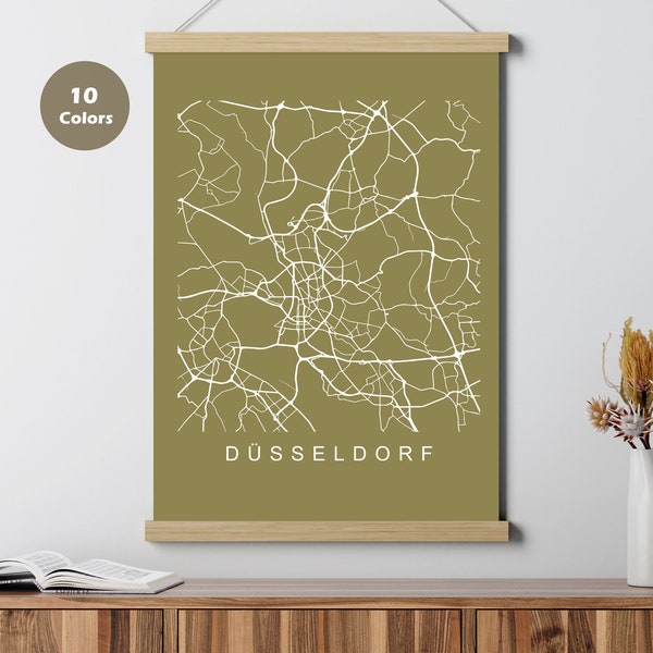 Dusseldorf City Map Poster, Germany, Europe Map Print, Printable Wall Art, Unique Road Trip Holiday Gift