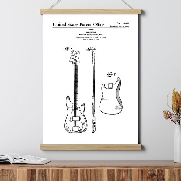 Electric Guitar Patent Poster Print, Vintage Music Gift, Jazz Musician Gift, Blueprint, Classical Music, Rock Poster