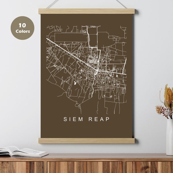 Siem Reap City Map Poster, Cambodia,  Map Print, Printable Wall Art, Unique Road Trip Holiday Gift, Living Room Decor