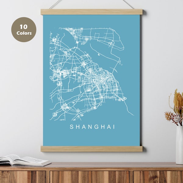 Shanghai City Map Poster, China,  Map Print, Printable Wall Art, Unique Road Trip Holiday Gift, Living Room Decor