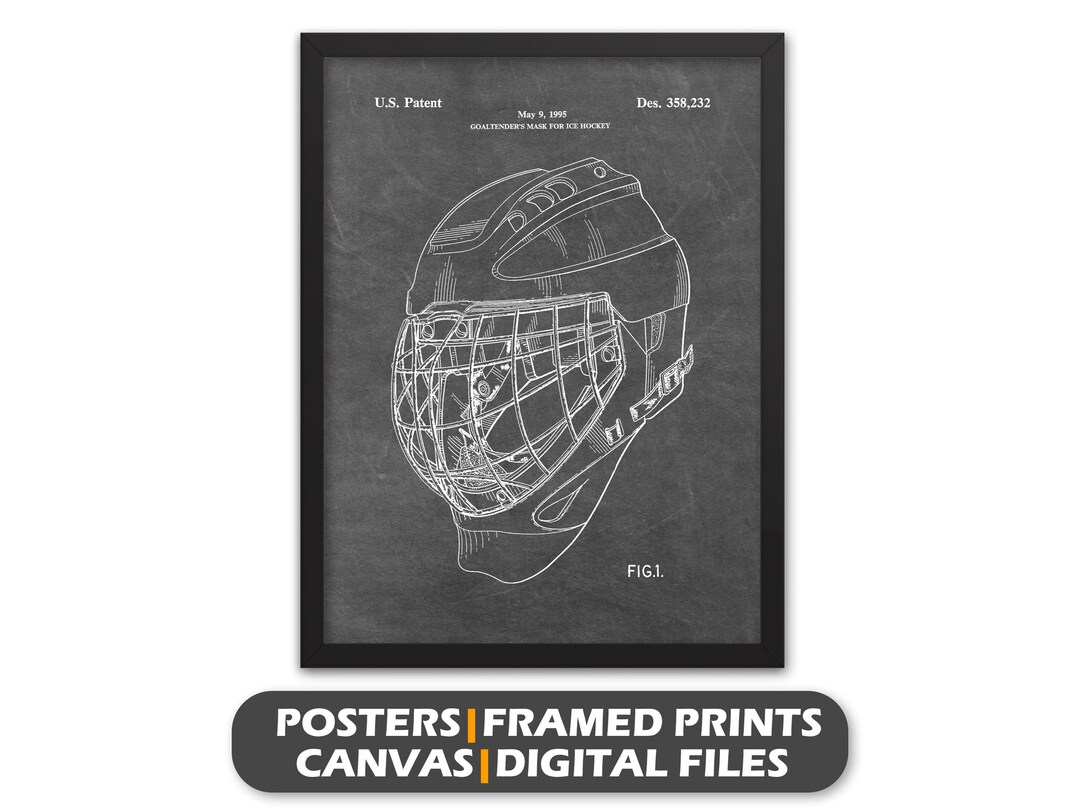 Ice Hockey Mask Patent Poster Mens Sport Prints Framed Etsy