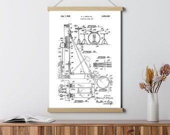 Drum Set Patent Poster, Music Gifts, Blueprint Wall Art