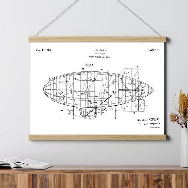 Zeppelin Patent Poster, Aviation Engineer Gifts, Pilot Gift, Framed Prints, Blueprint