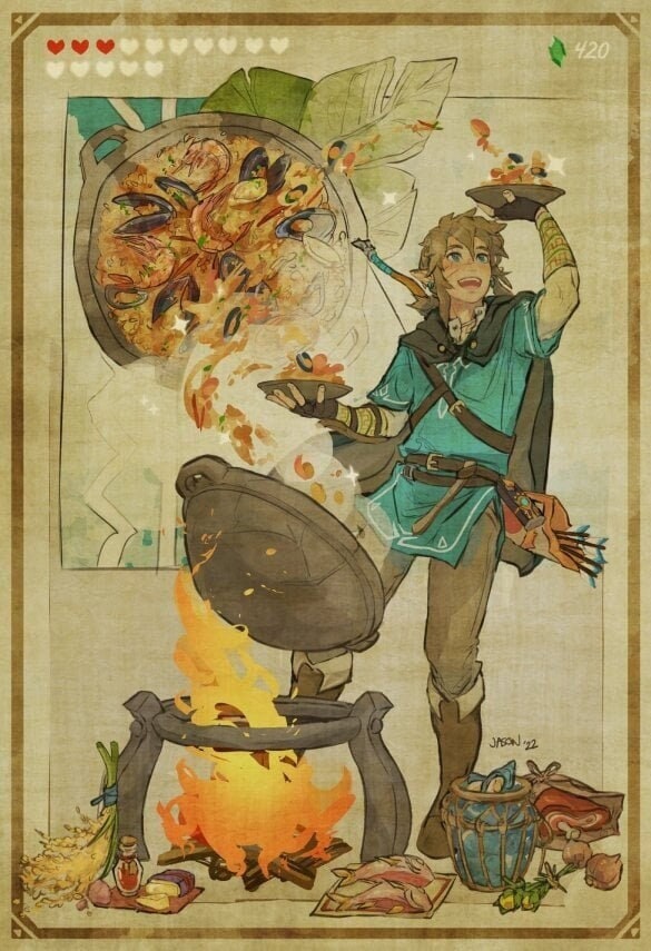 Legend of Zelda Poster Art Print Seafood Paella Etsy