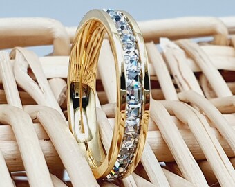 Minimal Diamond Ring - Titanium Ring - Stackable Ring - Birthday Gift - Holiday Gift - Engagement Ring - Gold Ring - Diamond Titanium Band