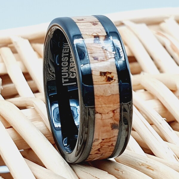 Black Gold Ring,Dinosaur Bone Wedding Ring,Black Tungsten Wedding Band,Dinosaur Bone Ring,Engagement Ring Wedding Ring,Everyday Wear Ring