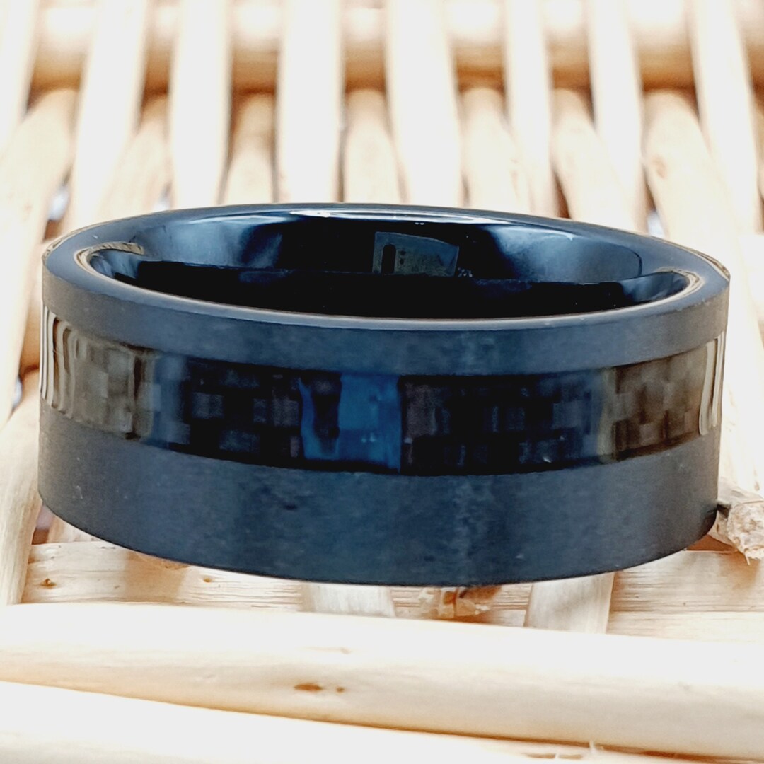Black Carbon Fiber Tungsten Ring/band AKA Libra/men Promise Ring