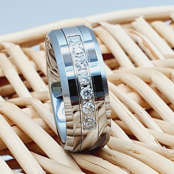Mens tungsten and diamond wedding bands sale