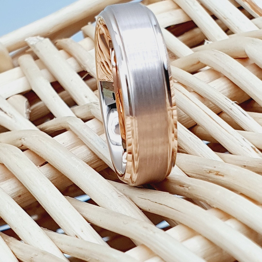 Personalized Men's Ring, 6mm Classic Gold Wedding Ring for Men and Woman, Rose Gold Tungsten