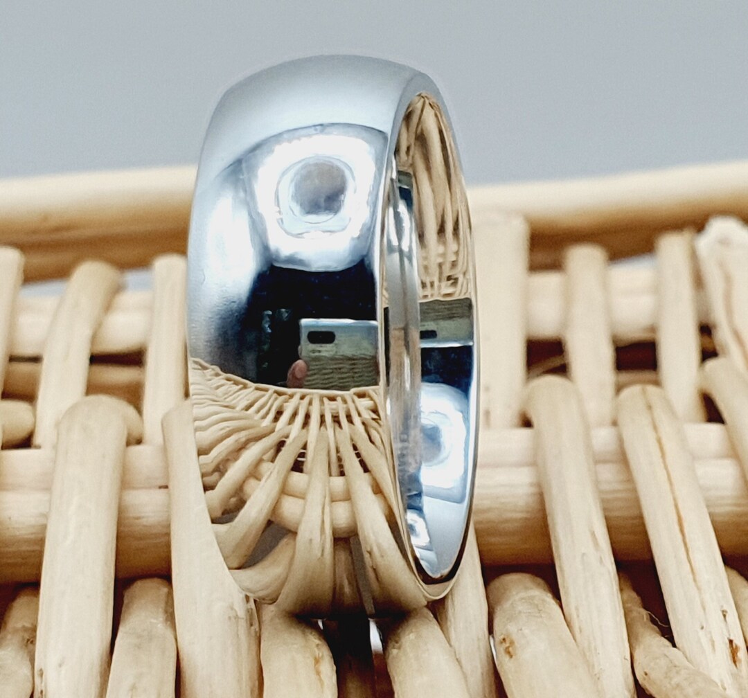 Simple Semidomed Titanium Band, Titanium Men's Wedding Band, Women's