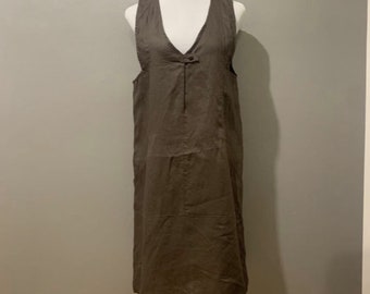 handgemaakte bruine linnen zomers stoer jurkje plus size design rokje