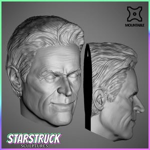 Willem Dafoe &quot;2022&quot; Wall Hanging, 22cm Tall Head Sculpture Statue, Home Décor, - 3D Printed. Starstruck Sculptures