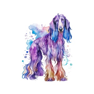Afghan Hound Watercolor Clipart, Afghan Hound Watercolor Png, Cute Afghan Hound Nursery Decor Wall Art, Little Pet Dog Animal PNG image 6