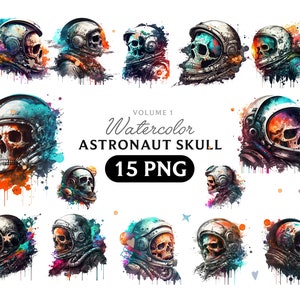 Cráneo de astronauta de acuarela, imágenes prediseñadas de cráneo de astronauta, Cráneo PNG, arte de cráneo de astronauta, cráneo de astronauta, digital, cráneo, astronauta