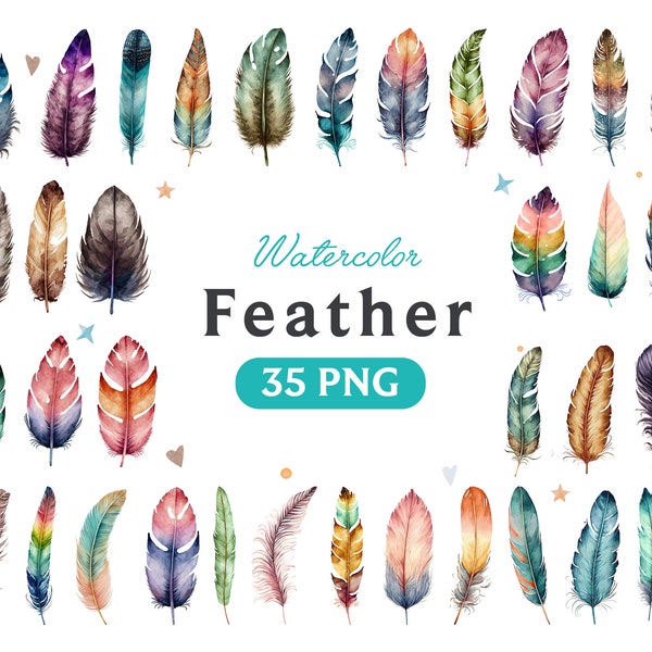 Plume clipart, plume PNG, plumes colorées, clipart plume, art plume, boho panaches, plume d’oiseau, numérique
