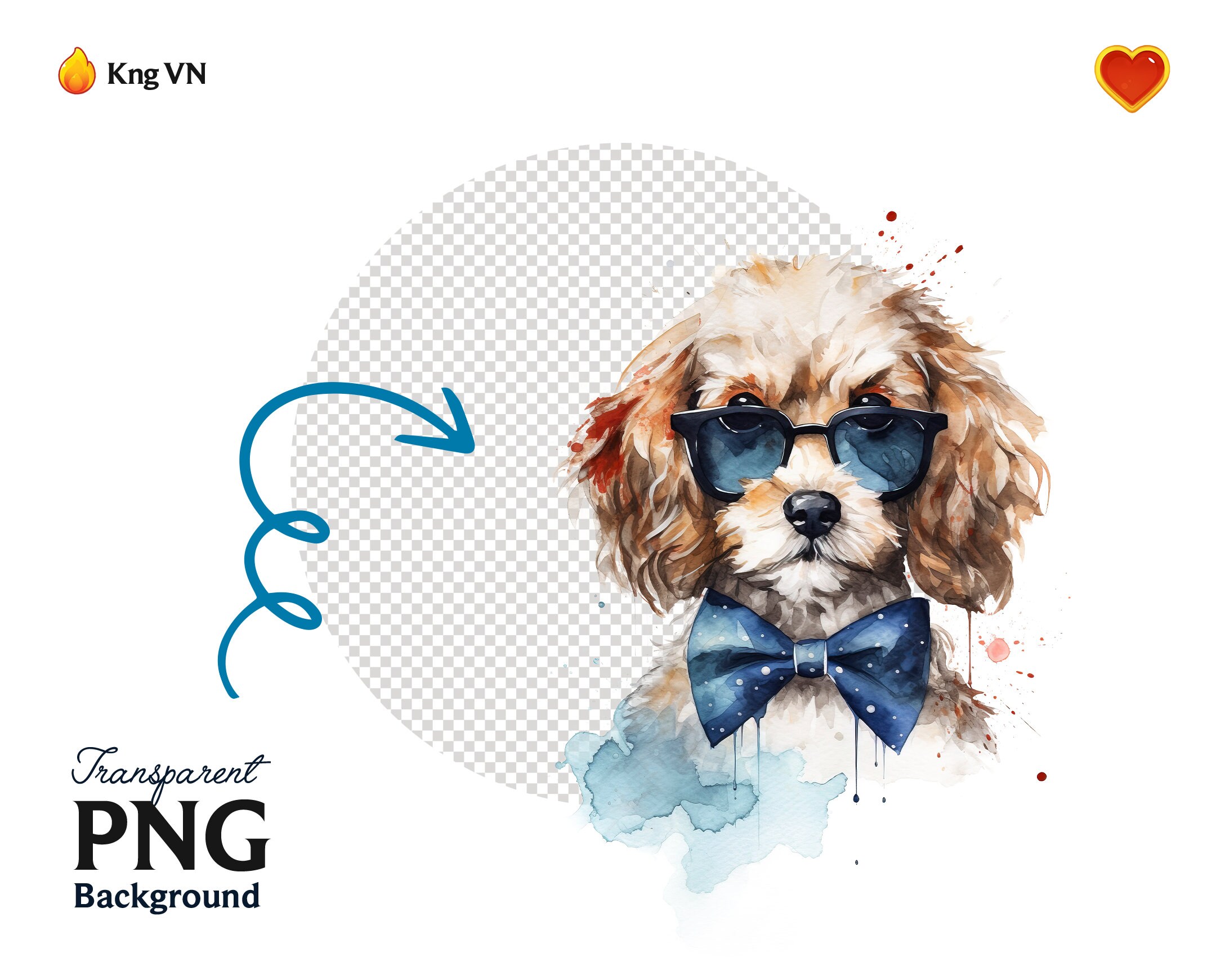 Cavapoo Clipart, Cute Dog Clipart, Dog PNG, Watercolor Cavapoo PNG, Dog ...