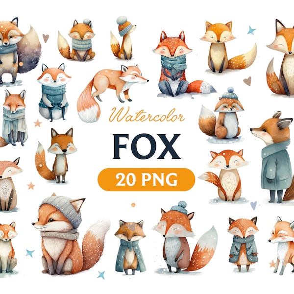 Fuchs Aquarell Clipart, Aquarell Fuchs, Fuchs Clipart, Fuchs PNG, Fuchs Kunst, Fuchs, Fuchs digital, Tier