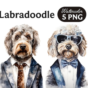 Labradoodle Clipart, Clipart chien mignon, chien PNG, aquarelle Labradoodle PNG, Portrait de chien, Cool Dog