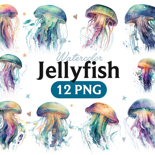 Jellyfish Watercolor Clipart, Cute Jellyfish Clipart PNG