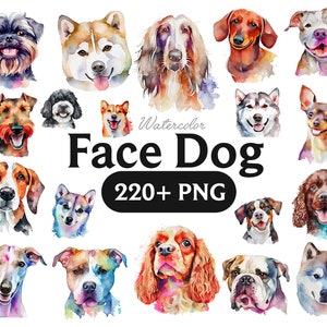 Gesicht Hund, Hund Aquarell Portrait, Aquarell Hund PNG digitaler Download Clip Art, Sublimation, Hund Aquarell Kunst