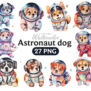 Astronaut hond, Astronaut hond aquarel clipart, astronaut hond, kwekerij decor kunst aan de muur, dierlijke PNG, astronaut