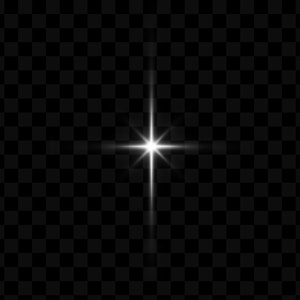 May include: A white starburst with a bright white center and radiating lines of light on a black background.
