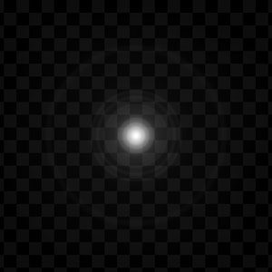 May include: A white light with a circular glow, radiating outward in concentric circles on a black and white checkered background.