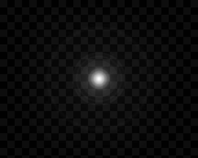 May include: A white light with a circular glow, radiating outward in concentric circles on a black and white checkered background.