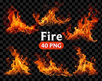 Watercolor fire and flames transparent PNGs