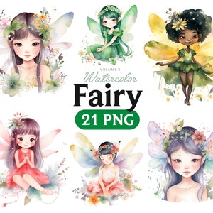 Fairy garden watercolor, enchanted forest, fairy tale graphics, nursery clipart, magical fairy, once upon a time clipart, baby PNG, volume 2