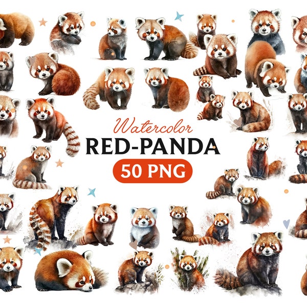 Red Panda clipart, Watercolor Red Panda, Red Panda PNG, Red Panda clipart, Red Panda art, Red Panda, Panda, digital, animal