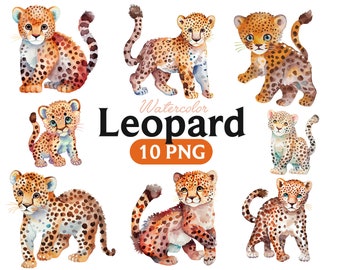 Leopard cute watercolor, Leopard PNG, Leopard Clipart, Cute Animal Clipart