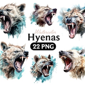 Iena acquerello clipart png, animale della fauna selvatica, download digitale, download istantaneo