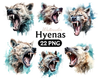 Hyena watercolor clipart png, Wildlife animal, Digital download, Instant download
