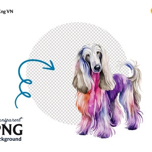 Afghan Hound Watercolor Clipart, Afghan Hound Watercolor Png, Cute Afghan Hound Nursery Decor Wall Art, Little Pet Dog Animal PNG image 3