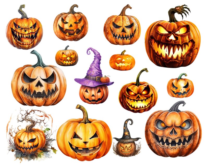 Pu&ograve; includere: Una collezione di 13 zucche di Halloween arancioni e marroni con vari volti spaventosi. Alcune zucche hanno occhi e denti luminosi.