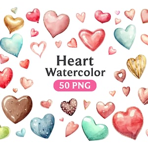 Aquarel harten clipart, Valentijnsdag harten png, aquarel harten bruiloft clipart, liefde clipart