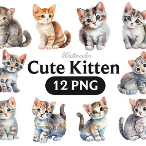 Watercolor Cats Clipart,Cat Clipart, Cute Kittens, Fluffy Cats, Watercolor Clipart, Cute Cat, Kitten Watercolor