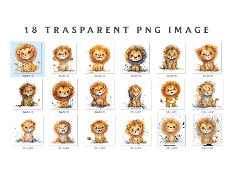 Aquarelle bébé Lion, bébé Lion clipart, bébé Lion PNG, bébé Lion clipart, bébé Lion art, bébé Lion, numérique, animal image 2