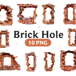 Tegelhål: 10 PNG-bilder (digital nedladdning)