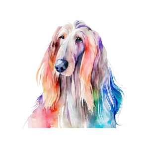 Afghan Hound Watercolor Clipart, Afghan Hound Watercolor Png, Cute Afghan Hound Nursery Decor Wall Art, Little Pet Dog Animal PNG image 8